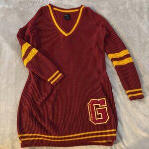 ✨ harry potter gryffindor red & gold crochet knit sweater dress disney size m ✨